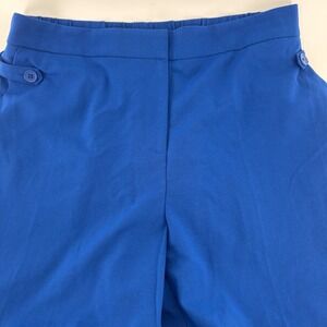 Susan Graver Women's Blue Button Accent Elastic Waist Capri Pants Size‎ L